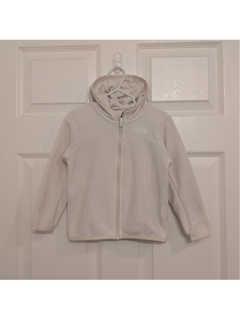 Baby The North Face White Fleece Hooded Full Zip Jacket 18-24mos Lightweight